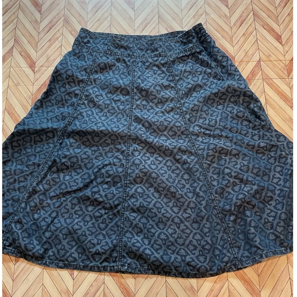 Coldwater Creek Jean Skirt  10‎ Women's Denim Geometric Pattern Blue Knee Length